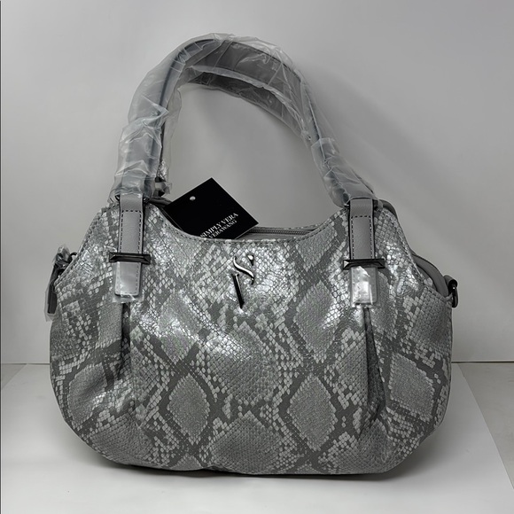 SIMPLY VERA verawang Gray Snakeskin Shoulder Bag with Double Handles - Picture 1 of 9